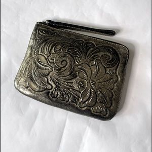 Patricia Nash Metallic Leather Clutch. 100% Full grain vegetable tanned leather.